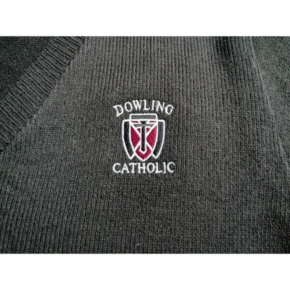 Vintage Dowling Catholic High School Girls Sweater Size Large Black Knit - Picture 3 of 8